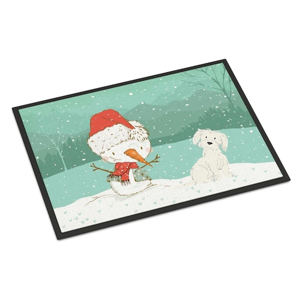 Carolines Treasures 18 x 27 in. Maltese Snowman Christmas Indoor or Outdoor Mat CK2094MAT - main
